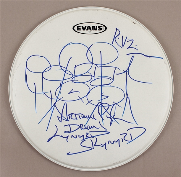 Artimus Pyle Signed Drumhead With Hand Drawn Drum Kit