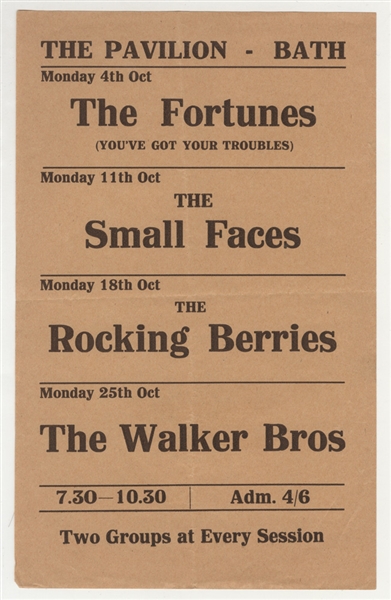 Small Faces Original Bath Pavilion Concert Handbill