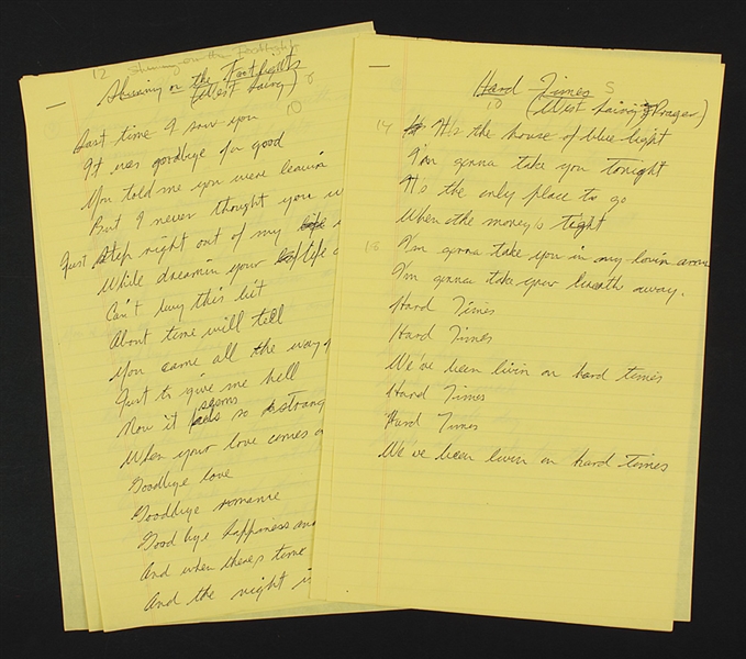 Leslie West Original Handwritten Song Lyrics
