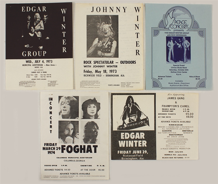 Edgar and Johnny Winter/Foghat Original Concert Handbills