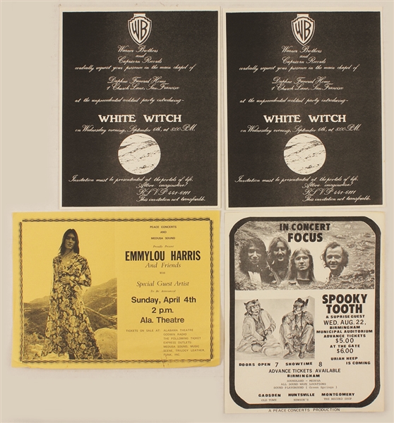 Original Concert Handbill Archive Featuring The Allman Brothers Band, Emmylou Harris and More