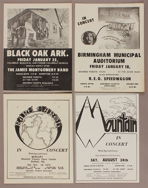 Original Concert Handbill Archive Featuring Mountain, Rare Earth, Black Oak Arkansas and Joe Walsh