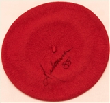 Madonna Worn and Signed Vintage Red Beret and Black Scarf