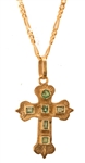 Madonna Personally Owned and Worn Emerald and Gold Cross Gifted to Boyfriend Jim Albright
