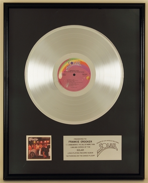 Midnight Star "No Parking on the Dance Floor" Original Platinum Album Award Presented to Frankie Crocker
