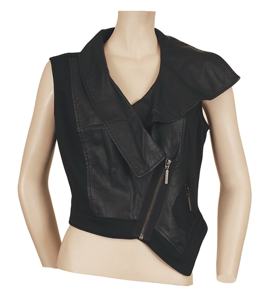 Beyonce Owned & Worn House of Dereon Black Leather Top