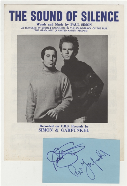Paul Simon & Art Garfunkel Signatures With Original "Sound of Silence" Sheet Music