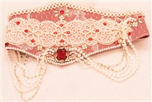 La Toya Jackson Owned & Worn Lace and Faux-Pearl Belt