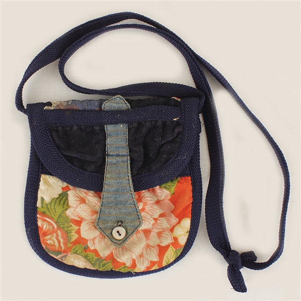 Liza Minelli Owned and Used  Blue and Orange Floral Shoulder Bag
