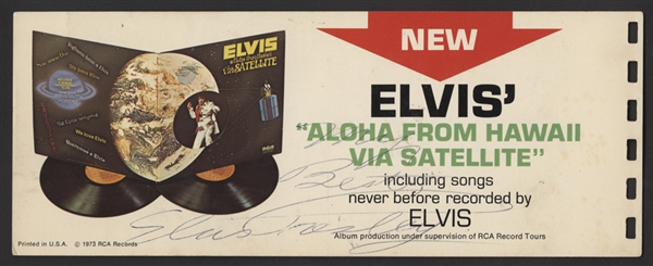 Elvis Presley Signed "Aloha From Hawaii Via Satellite" Original Album Promotion Card