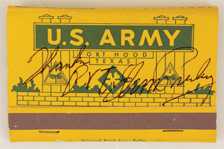 Elvis Presley Signed & Inscribed Original U.S. Army Matchbook and Vintage Pin
