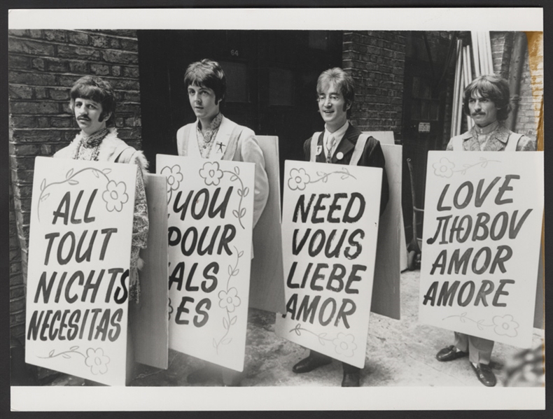 The Beatles "All You Need Is Love" Launch Original Wire Stamped Photograph