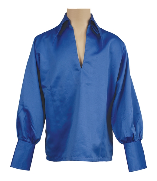 Elvis Presley Owned  & Worn IC Costume Company Royal Blue Bell-Sleeved Shirt