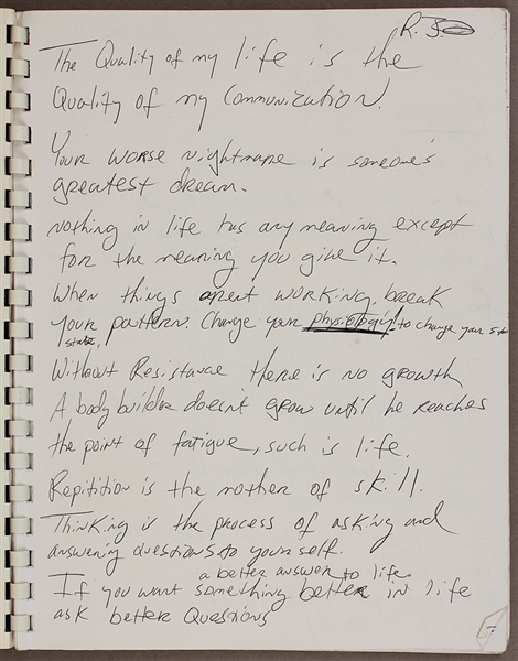 Michael Jackson Handwritten 15 Page "Self-Help" Personal Journal
