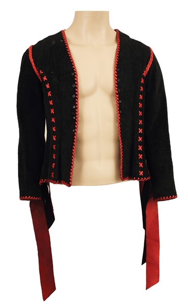 Jimi Hendrix Owned and Worn Black and Red Suede Fringed Shirt Jacket