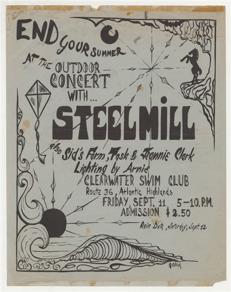 Bruce Springsteen Steel Mill 1970 Clearwater Swim Club Concert Flyer