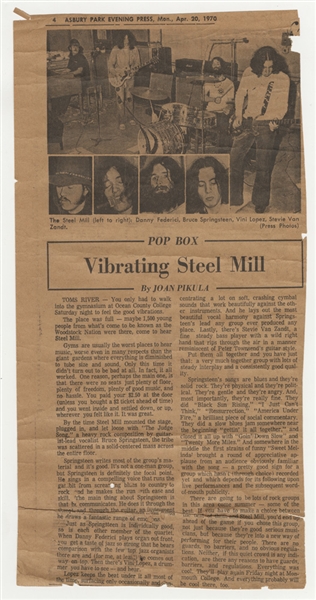 Bruce Springsteens Personal Steel Mill Original 1970  Asbury Park Evening Press Concert Review