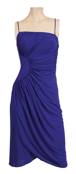 Whitney Houston Owned & Worn Royal Blue Spaghetti Strap Dress