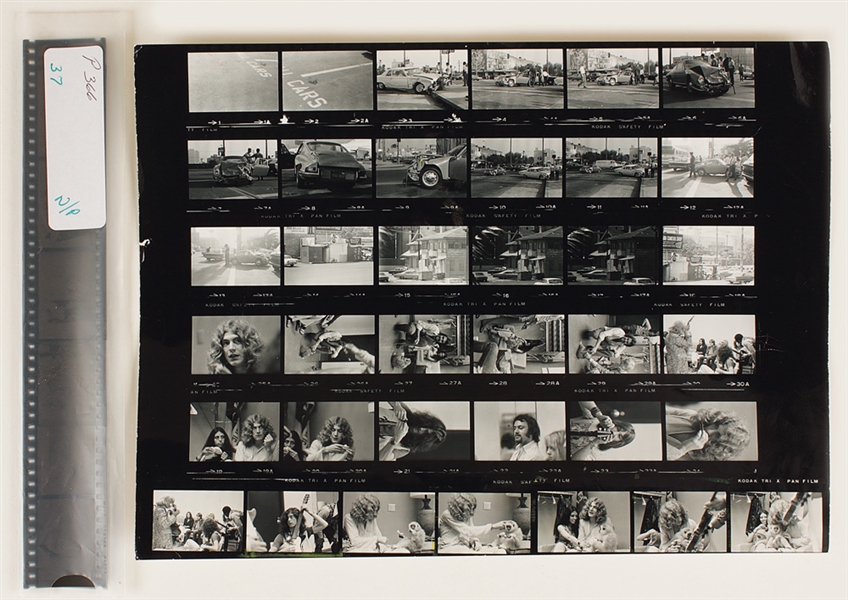 Led Zeppelin Original Chuck Boyd Stamped Contact Sheet and Negatives With Copyright