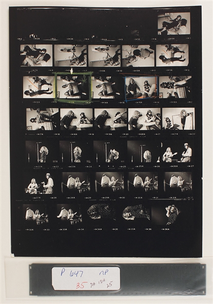 Led Zeppelin Original Chuck Boyd Stamped Contact Sheet and Negatives With Copyright
