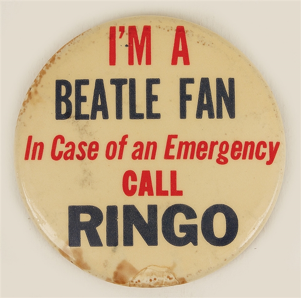 Ringo Starrs Personal "Im A Beatle Fan" Button