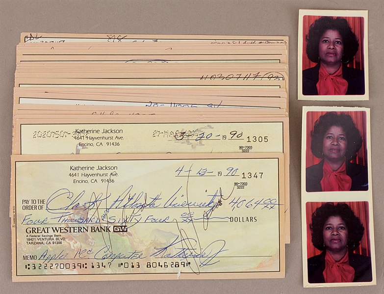 Joe and Katherine Jackson Signed Check Collection and Original Passport Photos