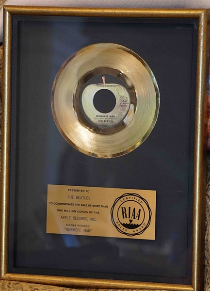 The Beatles "Nowhere Man" RIAA Gold Single Record Award Presented to The Beatles 