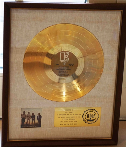 The Doors "Waiting for the Sun" Original RIAA White Matte  Gold Album Award Presented to The Doors