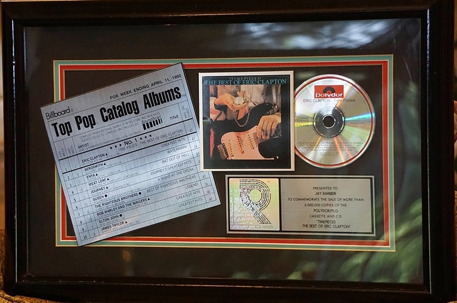 Eric Clapton "Timepieces" Original RIAA Multi-Platinum Album Award