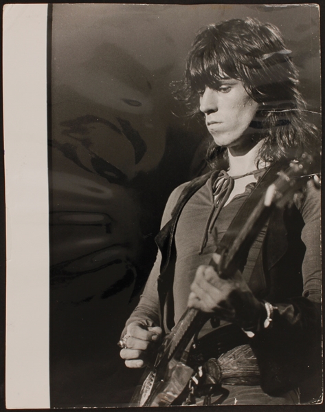Rolling Stones Keith Richards Original Wire Stamped Photograph