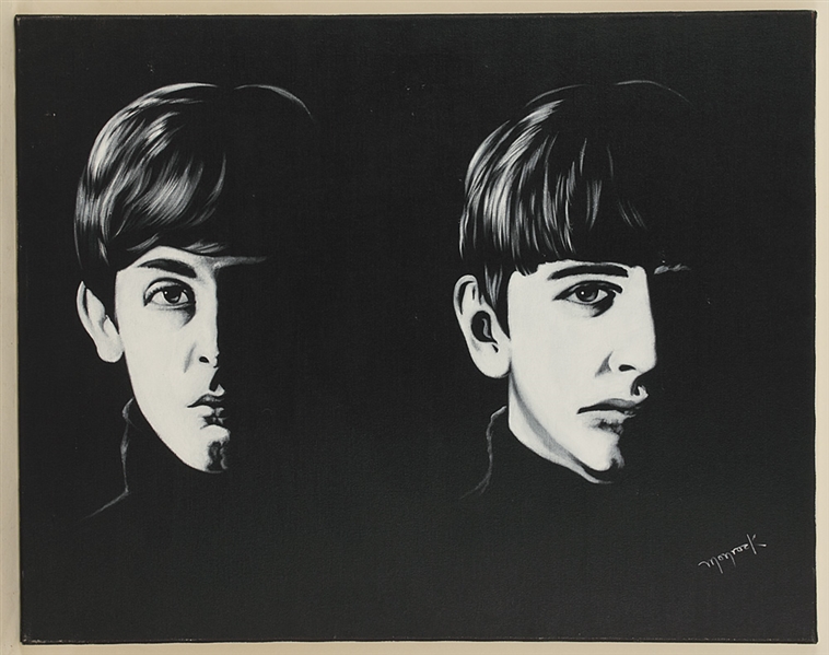 Beatles "The Beatles Meet 1963" Original Triptych Paintings Signed by Artist Monrock