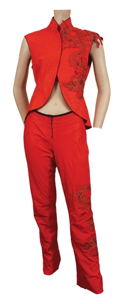 Alicia Keys 2003 Pre-Grammy Awards Party Stage Worn Roberto Cavalli Red Top and Pants