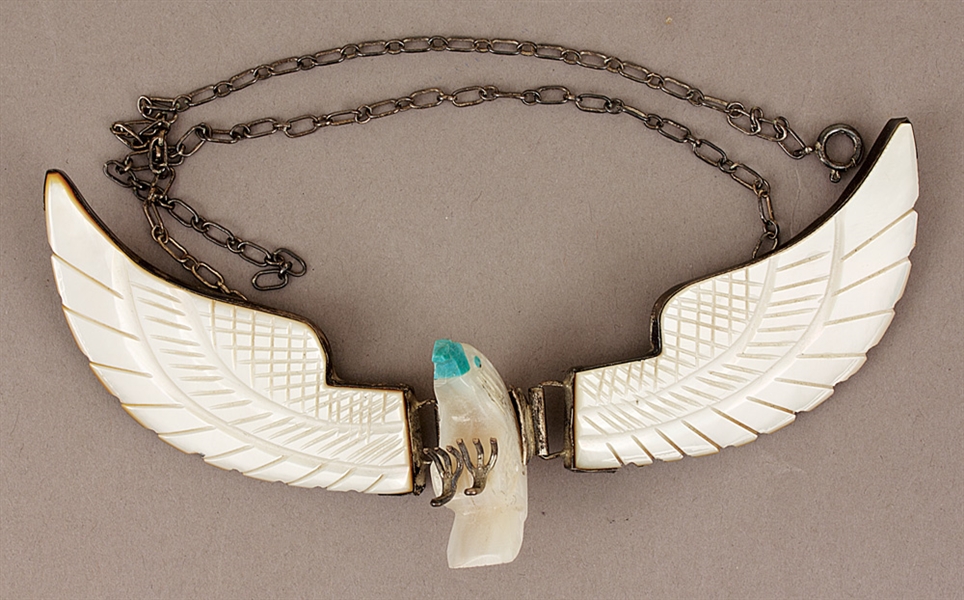 Sly Stone Owned and Worn Custom Made Sterling Silver Ivory Eagle Necklace