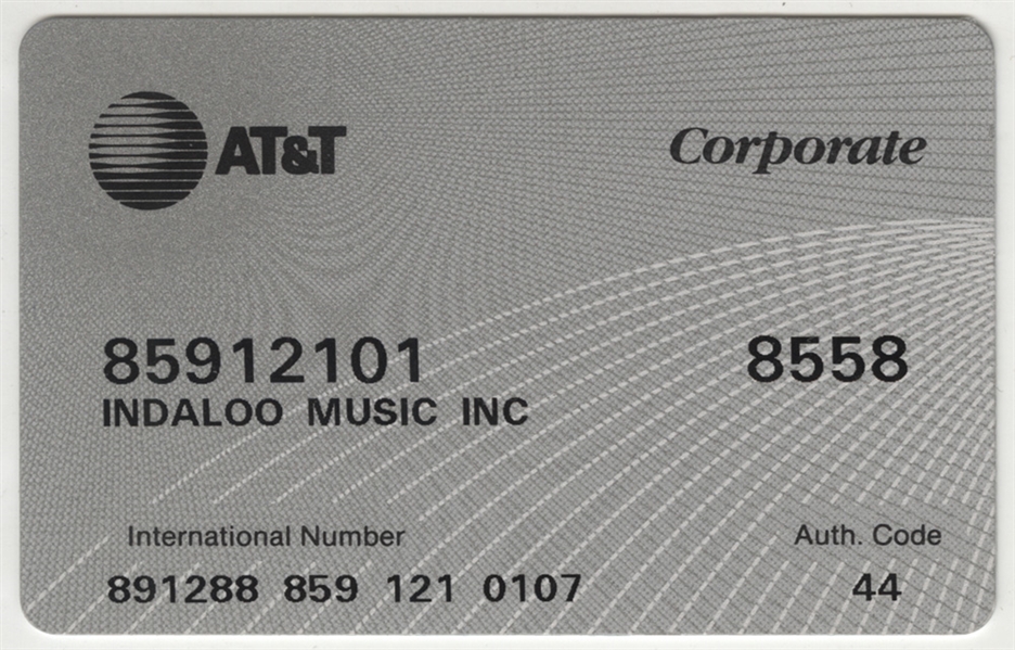 Steven Tylers Personal Indaloo Music Corporation AT&T Corporate Card