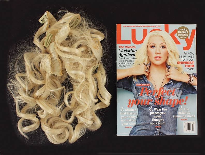 Christina Aguilera "Lucky Magazine" Cover Worn Blond Hair Extensions