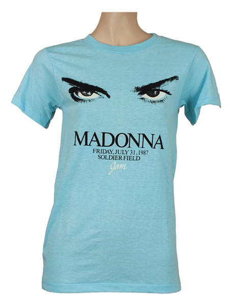Madonna Owned and Worn "Whos That Girl " Blue Concert T-Shirt