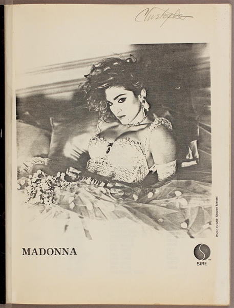 Madonna "Like A Virgin" Original Tour Itinerary Owned and Used by her Brother Christopher Ciccone 