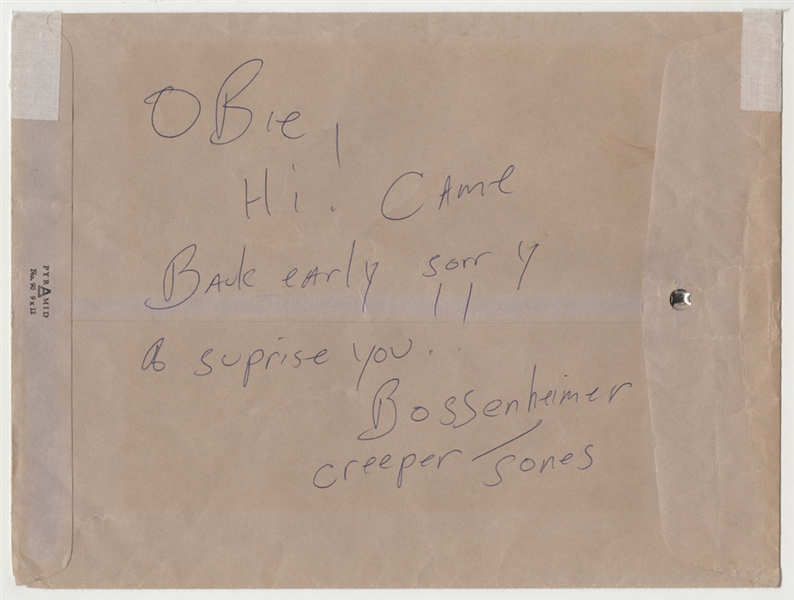 Bruce Springsteen Handwritten Note to Obie Signed "Bossenheimer, Creeper Jones"