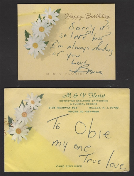Bruce Springsteen Signed & Inscribed Birthday Card and Envelope to Obie "My One True Love"