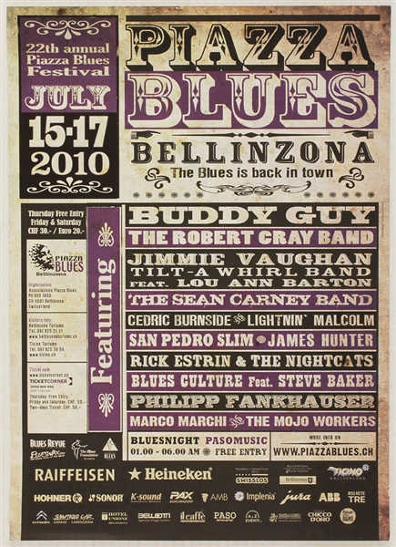 Buddy Guy Original 2010 Piazza Blues Festival Concert Poster