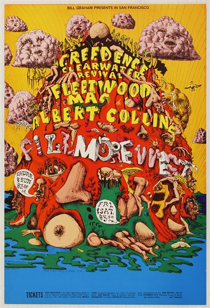 Creedence Clearwater Revival, Fleetwood Mac & Albert Collins Original Fillmore West Concert Poster