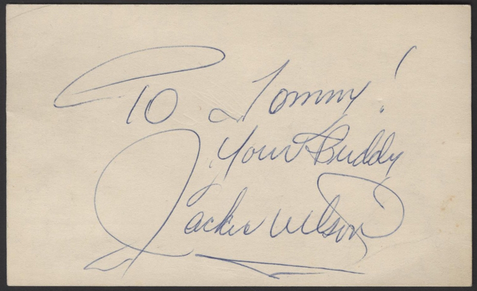 Jackie Wilson Signed &  Inscribed Index Card