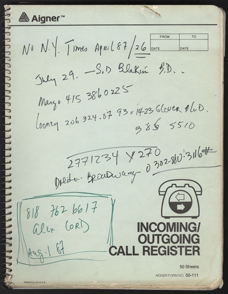 Sammy Davis, Jr.s Handwritten Personal Incoming/Outgoing Call Register Book