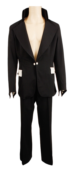 Elvis Presley Owned & Worn Black Jacket with White Suede Pocket Flaps and Matching Black Pants