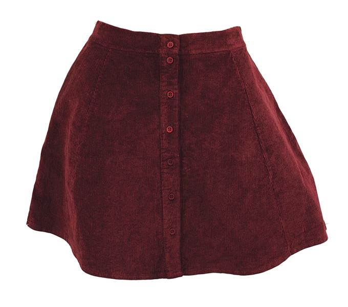 Taylor Swift Owned & Worn Dark Red/Wine Corduroy Mini Skirt