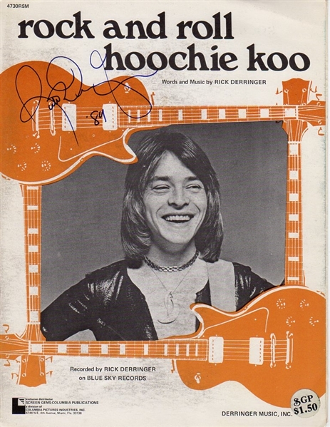 Rick Derringer Signed "Rock and Roll Hoochie Koo" Sheet Music