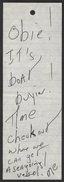 Bruce Springsteen Handwritten Note To Obie