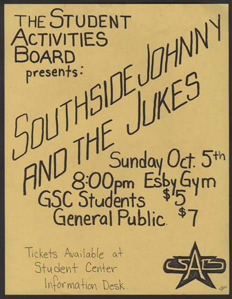 Southside Johnny and the Asbury Jukes Original Esby Gym Glassboro State College Concert Poster