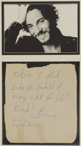 Bruce Springsteen Handwritten Note To Obie 