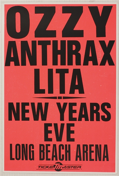Ozzy Osbourne/Anthrax/Lita Original Concert Poster